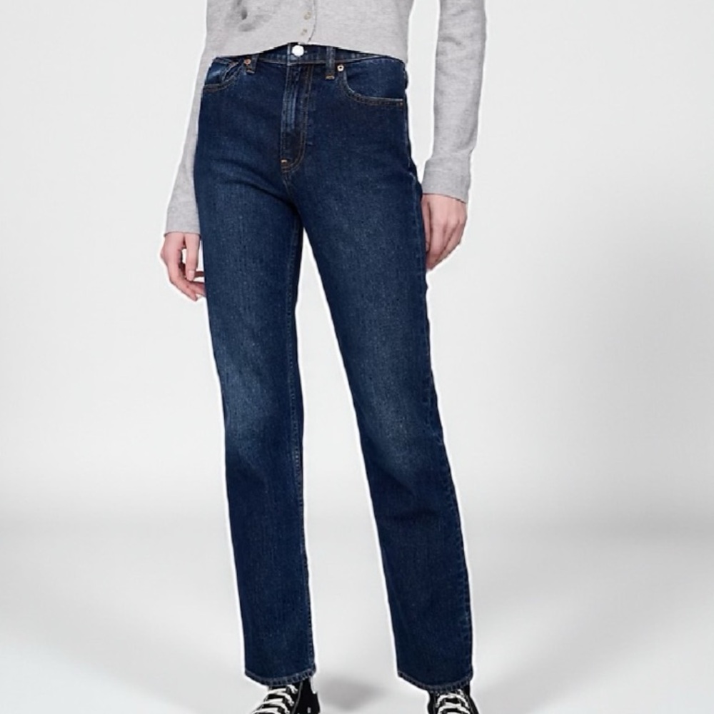 Eileen Fisher Straight Leg Mid-Rise Jeans In Dark Wash Indigo | Size 2